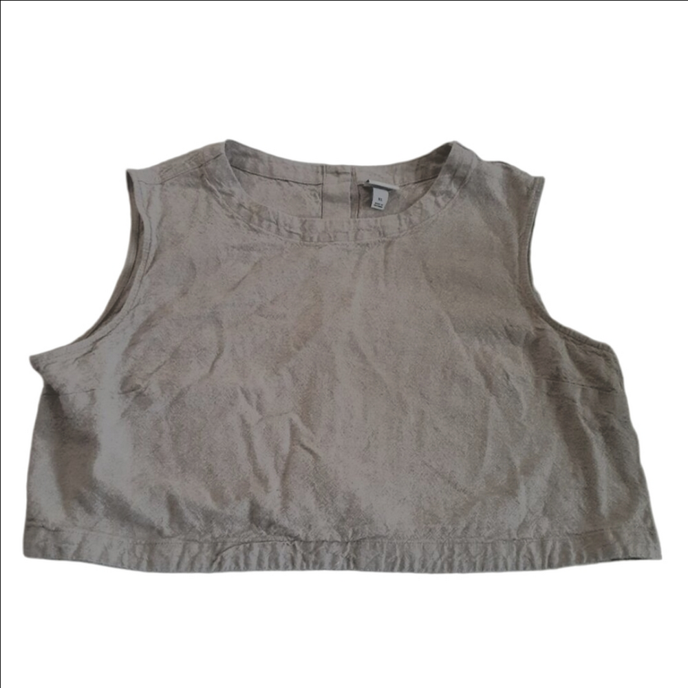 A New Day Women's Size XL Sand Beige Linen Blend Sleeveless Cropped Top - Picture 2 of 9